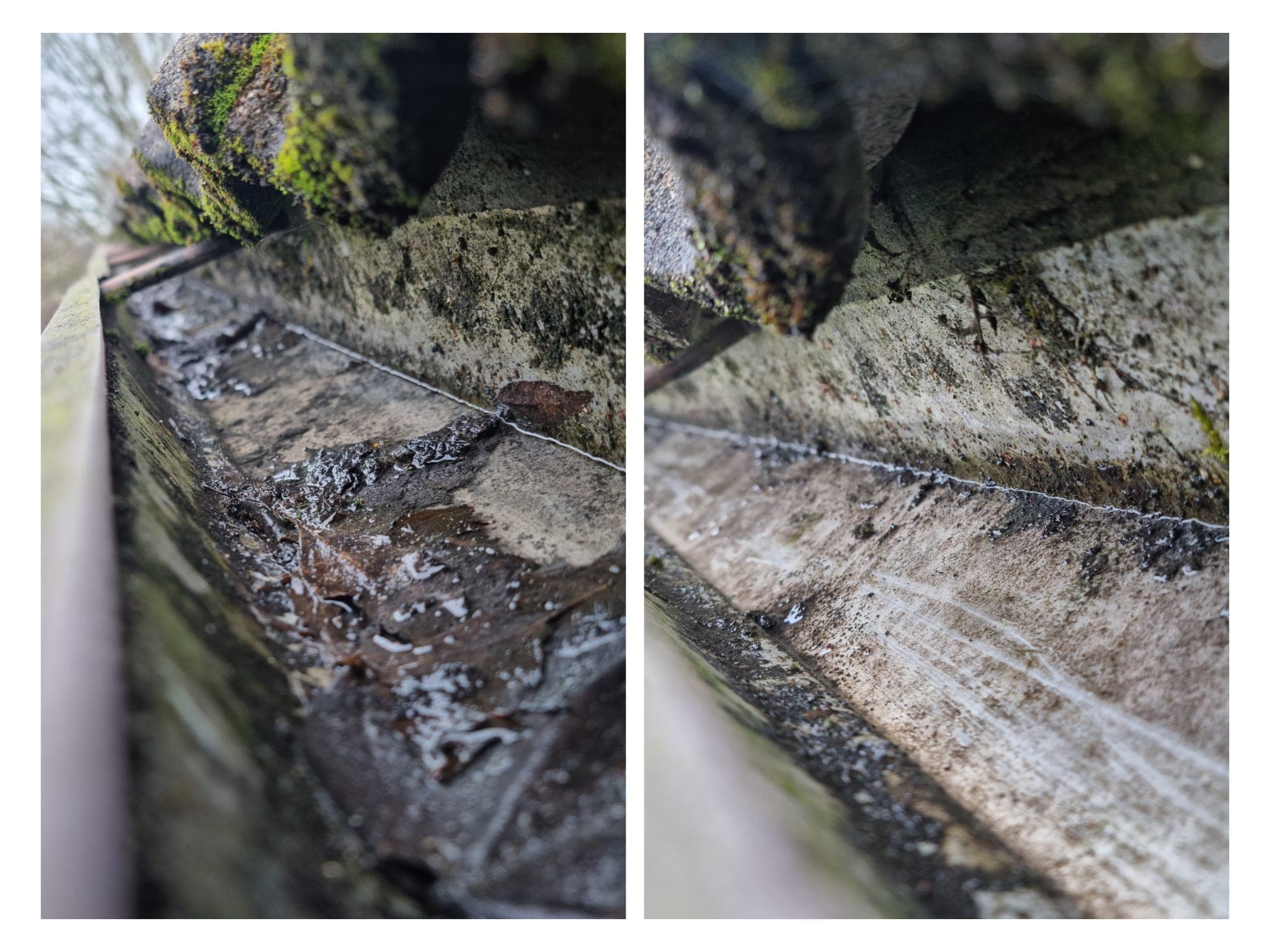Before and after residential gutter vacuum clearance in Dublin